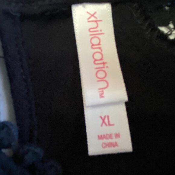 XHILARATION Embroidered Lace Long Sleeve Black Boho Midi Goth Dress XL EUC - Picture 12 of 15